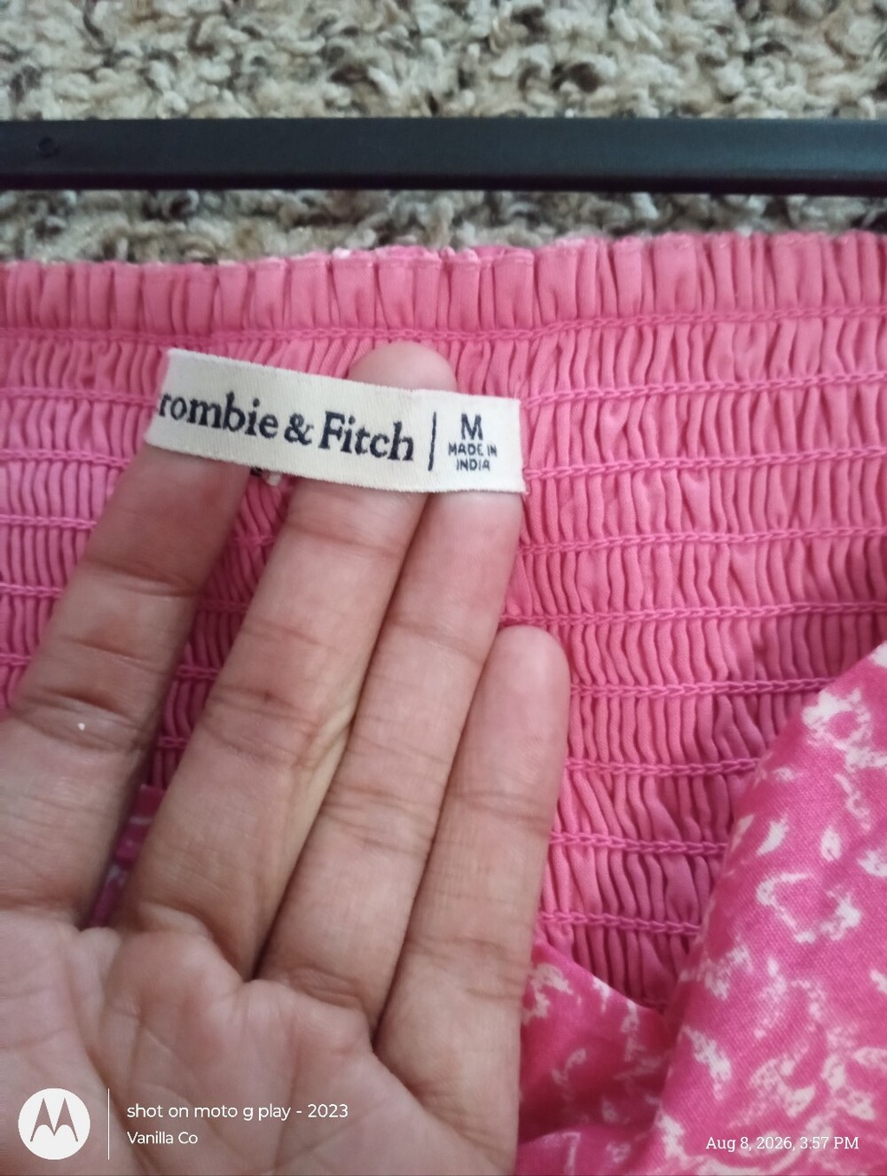 Abercrombie & Fitch Emerson Poplin Puff Sleeve Mini Dress Pink Medium - Picture 4 of 7